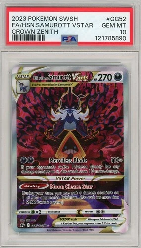 2023 Pokemon SWSH Crown Zenith Glrn Glry #GG52 FA Hisuian Samurott Vstar PSA 10