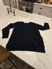 Athleta Sweater Size M Women's Long Sleeve Dark Navy Blue Textured Wool Blend
