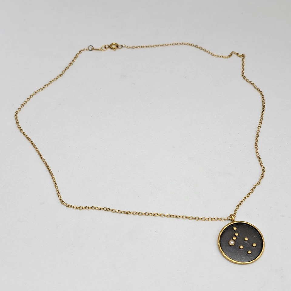 Collar Colgante Satya Zodiaco Horóscopo Géminis Signo Perla Gema Chapado en Oro 18K Foto 4 de 4