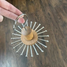 Vintage Wood & Brass Tie Rack Hanger Rotating Belt Holder Mid Century Style EUC