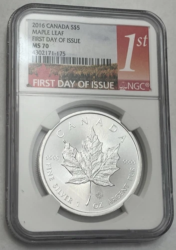 2016 Canada Maple Leaf $5S First Day Of Issue NGC MS70 Speciality Label RARE