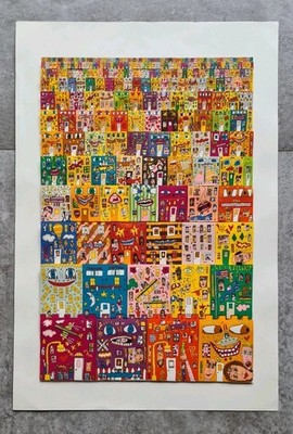 James Rizzi 3D LOST IN A CONCRETE JUNGLE Pop Art Gebäude Buildings 1990 Handsig.