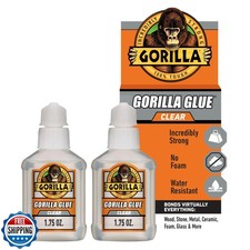 Gorilla Clear Glue, 1.75 Ounce Bottle Pack of 2 - Crystal Clear