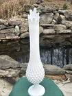 Vtg Fenton White Milk Glass Hobnail Swung Vase Footed MCM Pedestal 15" Tall