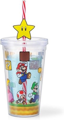 Super Mario Characters Straw Tumbler Cold Cup Nintendo Super Star Marker Japan
