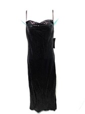 Bebe S NWT Black Sequined Bodycon Midi Dress Side Slit Sleeveless NEW Cocktail