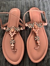 New Pink Tie Post With Jewels  Design Sandal Size 7 From Primark