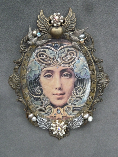 LOVELY GOLD METAL OVAL PHOTO PICTURE FRAME ART NOUVEAU DESIGN MADE IN ITALY
