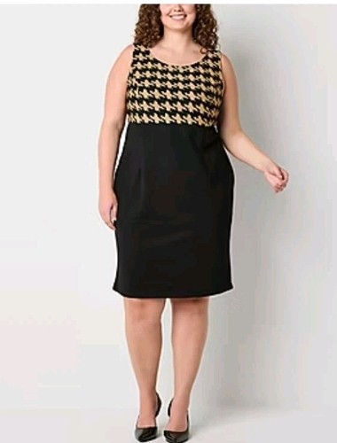 Danny und Nicoles Set zweiteilig Kleid und Jacke hellbraun & schwarz Hahnentritt Gr. 24w - Bild 3 von 9