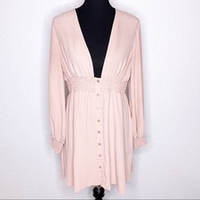 ASOS light pink elastic waist button front dress size 10