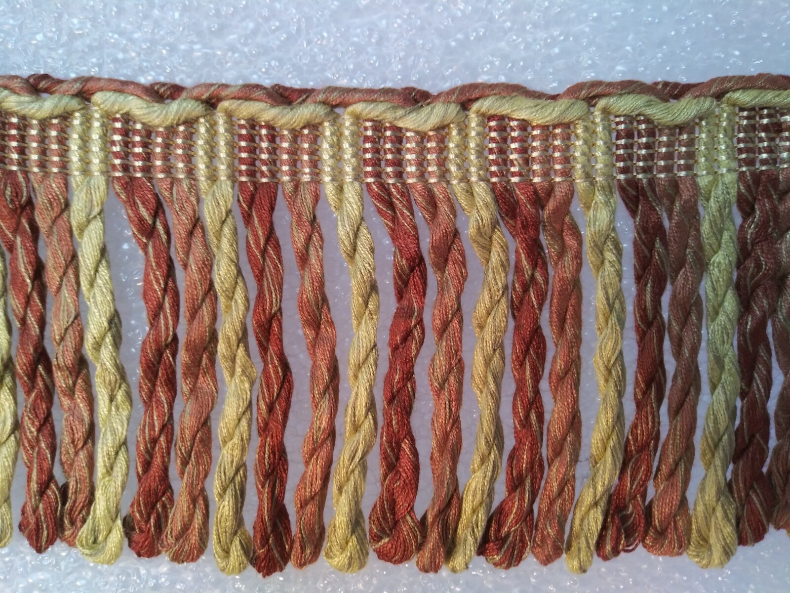 6 yards BULLION FRINGE 4" RED RUST/CREAM/GOLD Upholstery Chair