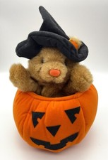 Vintage 1995 Plush Creations Halloween Teddy Bear in Pumpkin Plush Puppet Toy