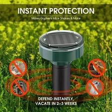 8x Solar Powered Ultrasonic Mole Repeller Stakes for Yard Lawn Garden Pest