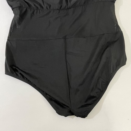 Longitude Swim Dress Womens 24 One Piece Swimsuit Black Stretch Skirt Bra - Picture 4 of 8