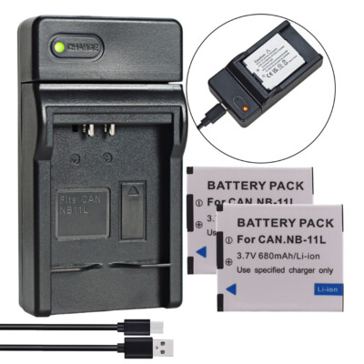 Battery 2Pcs +Charger For Canon IXUS 150 155 157 160 165 170 172 175 177 180 185