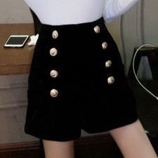 Women Velvet Shorts Punk Rock High Waist Dance Club Wear Hot Pants Vintage Black