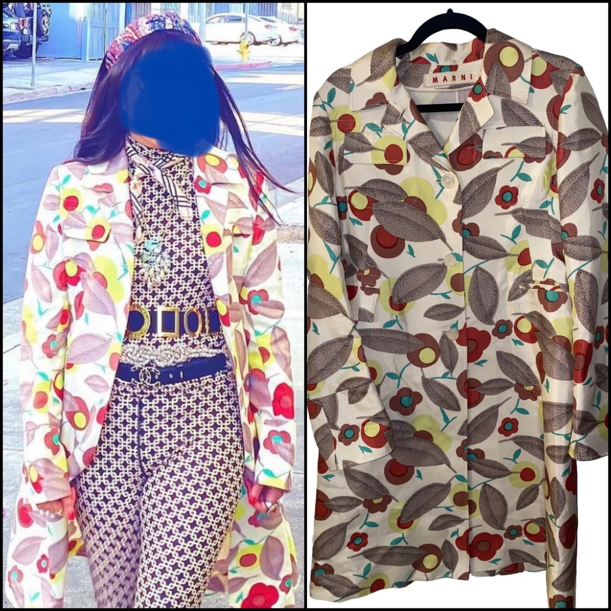Vintage Rare MARNI Italy Leaves Acorn Flower Jacket Coat 42
