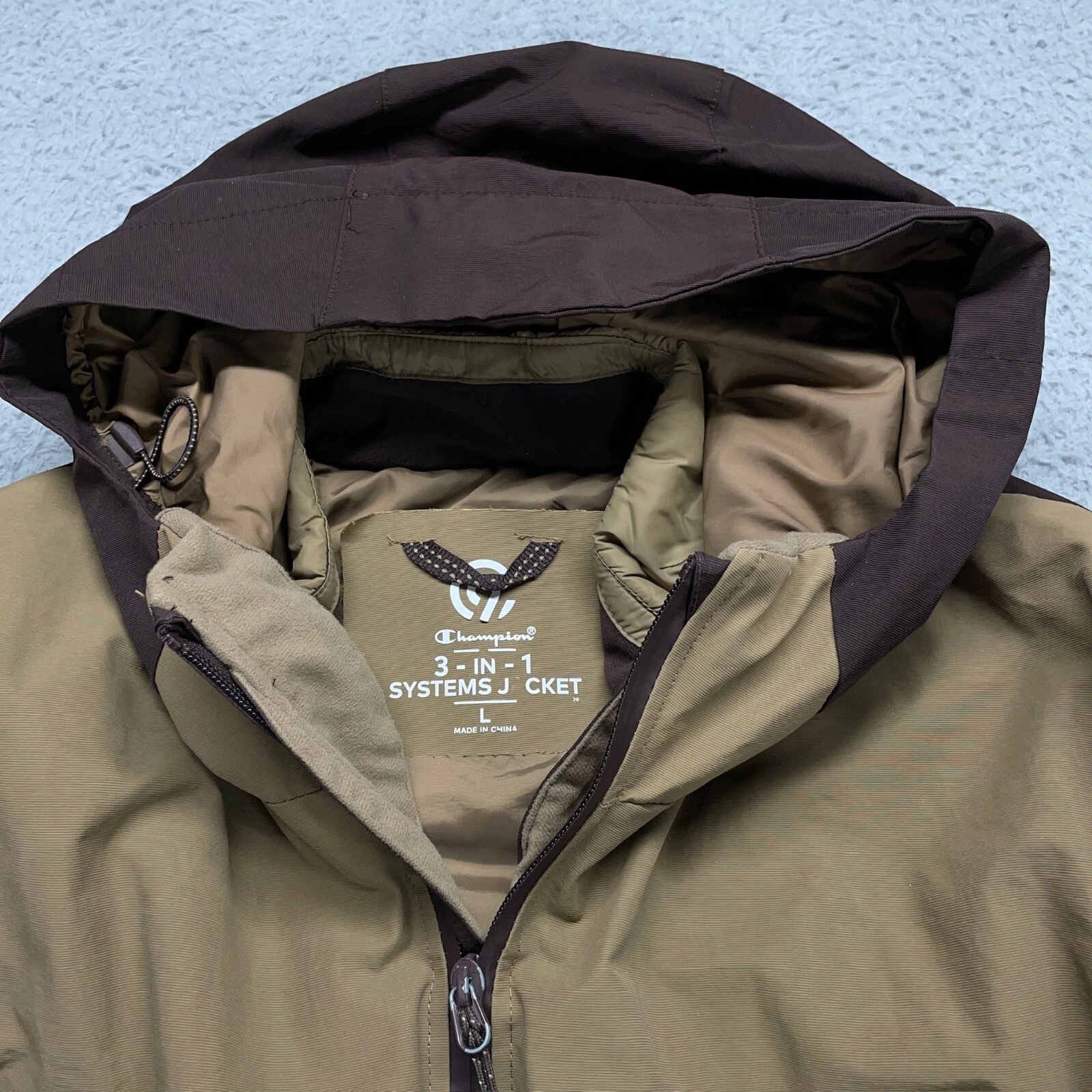 Champion 3 In 1 Systems Hooded Jacket Large Brown Convertible Warm Outdoor 2019