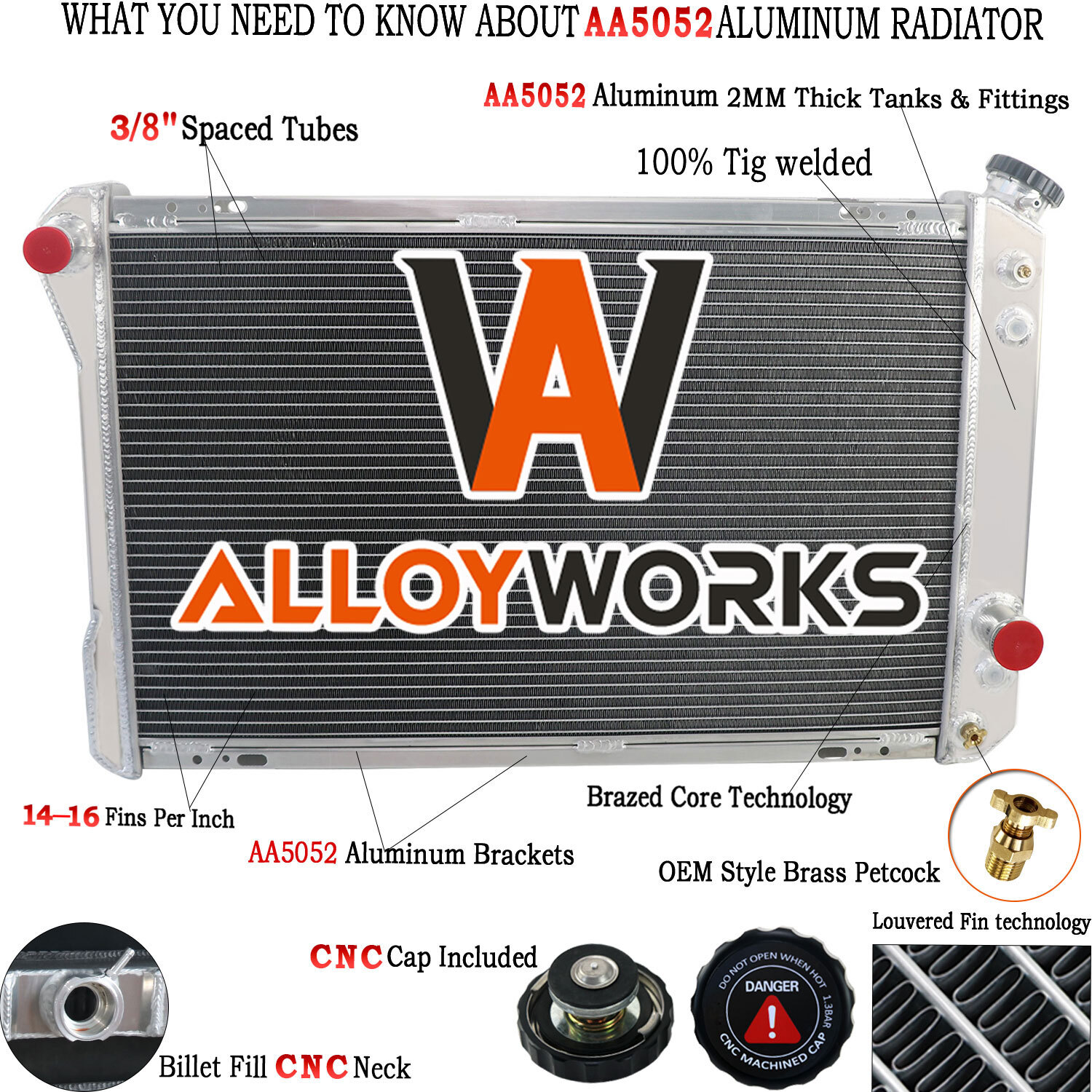 4-Row Aluminum Radiator for 1982-1992 Chevy Camaro Firebird Z28 5.0L 5.7L V8