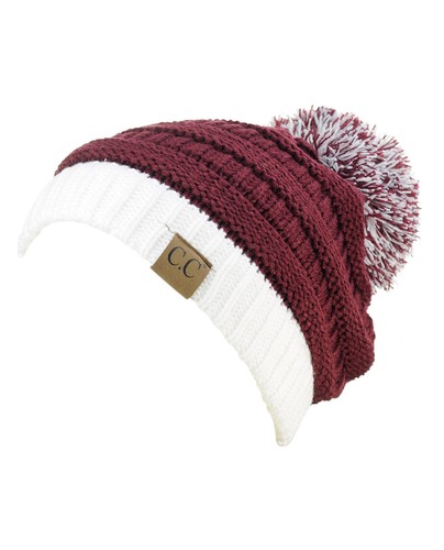 NEU! CC Beanie Unisex College High School Team Farbe 2-Ton Bommel Strick Beanie - Bild 2 von 68
