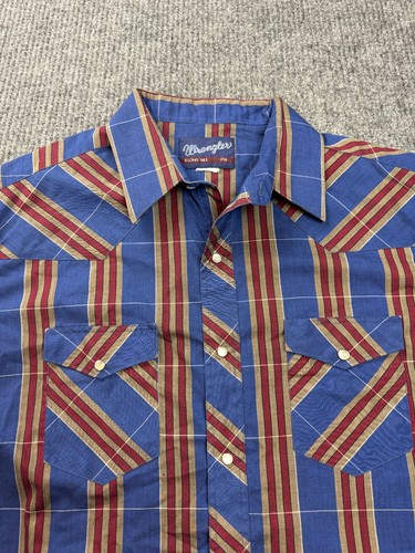 Vintage Wrangler Shirt Men's 17 1/2 X-Long Tails Classic Western Pearl Snap - Picture 2 of 8