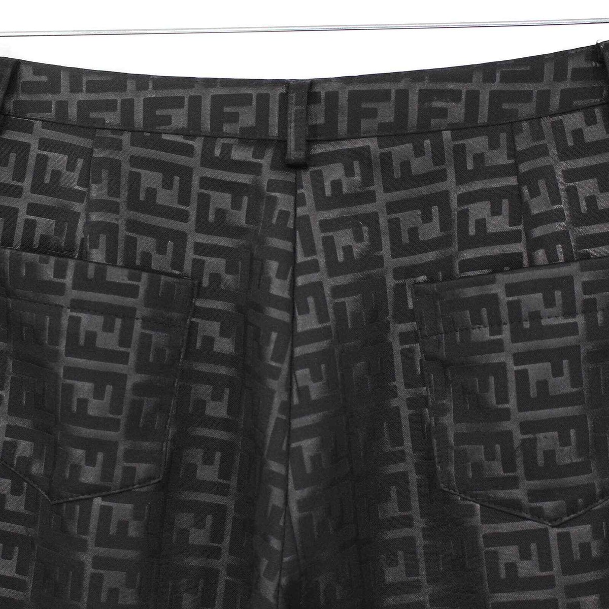 FENDI Black Zucca Logo Trouser Pants Vintage FF Polyester FENDI Black Zucca Logo Trouser Pants Vintage FF Polyester