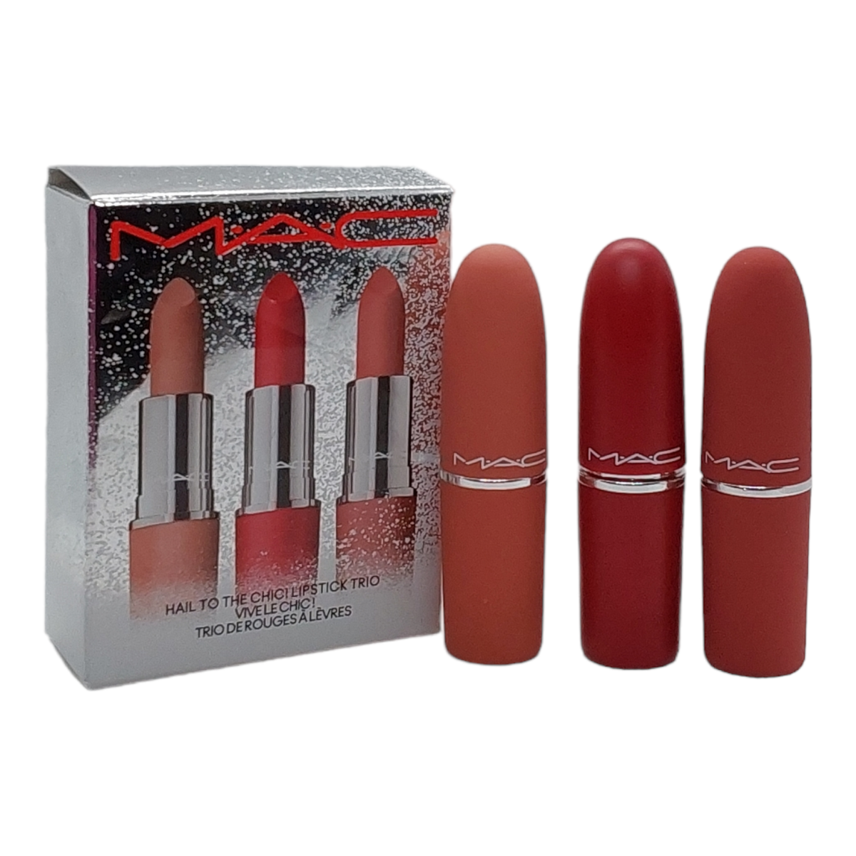 MAC Hail To The Chic Lipstick Trio Retro & Powder Kiss Lipstick 3