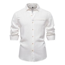 Men's Shirt Casual Slim Shirts Long Sleeve Button Down Tops Blouse