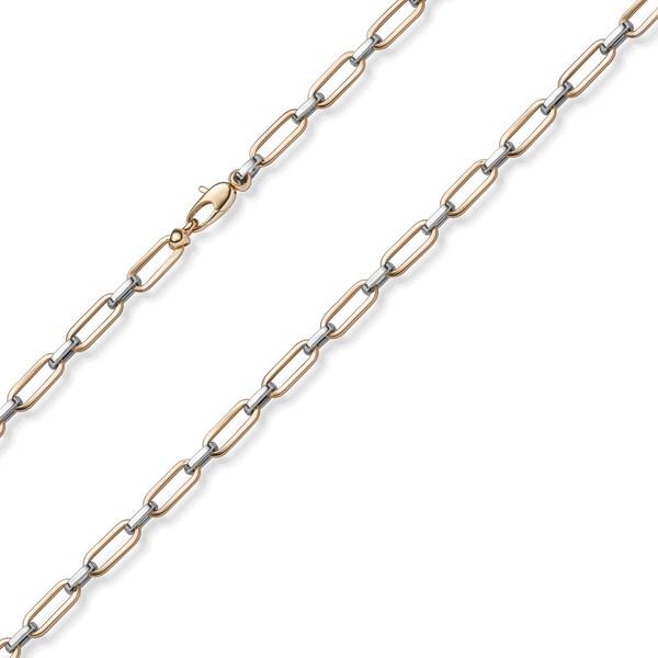4,5Mm Weit-Anker-Vierkant-Kette Halskette Collier 585 WeißGold & Rotgold 45Cm-image