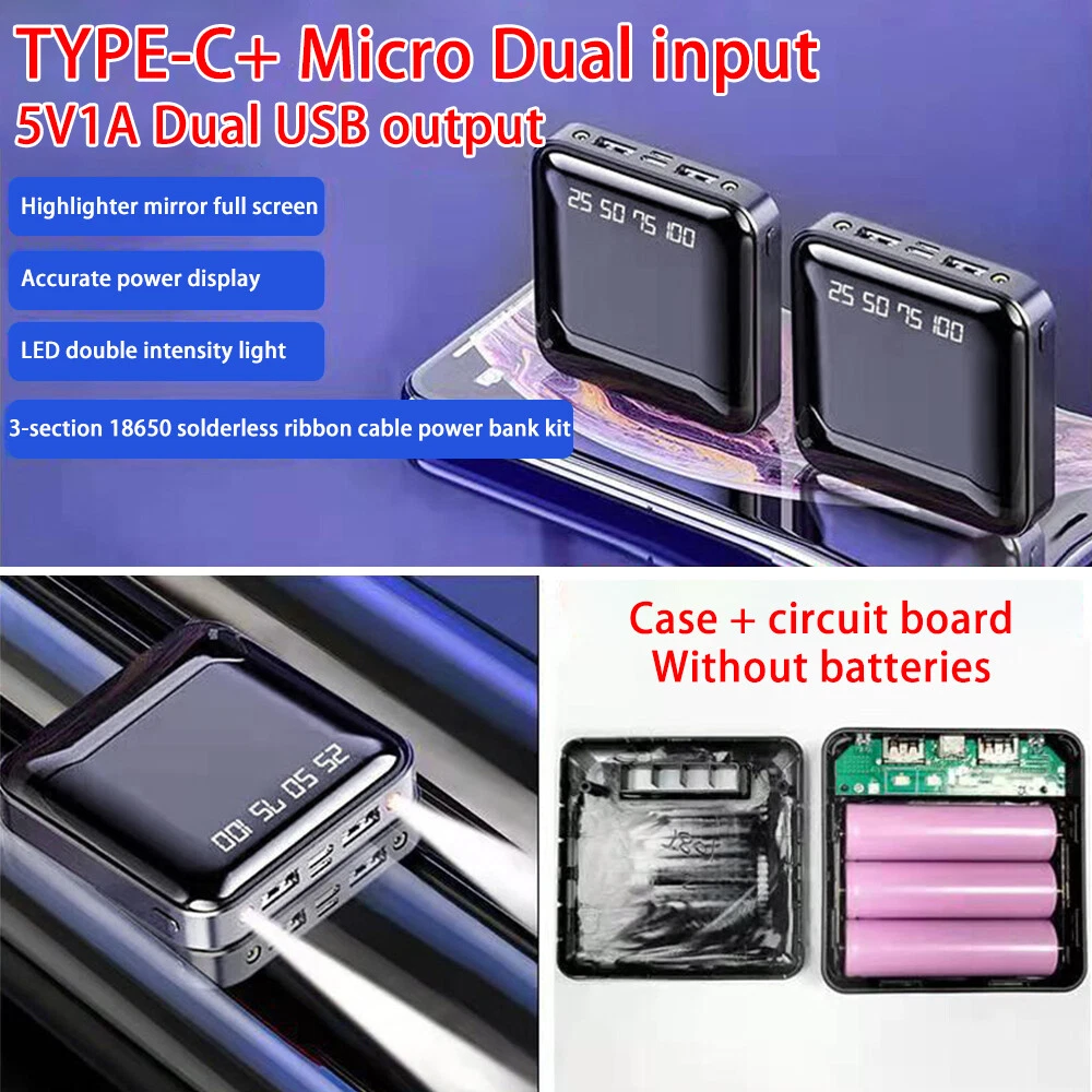 Power Bank Case Shell For 3x 18650 Battery Charger Box with Digital LCD Display