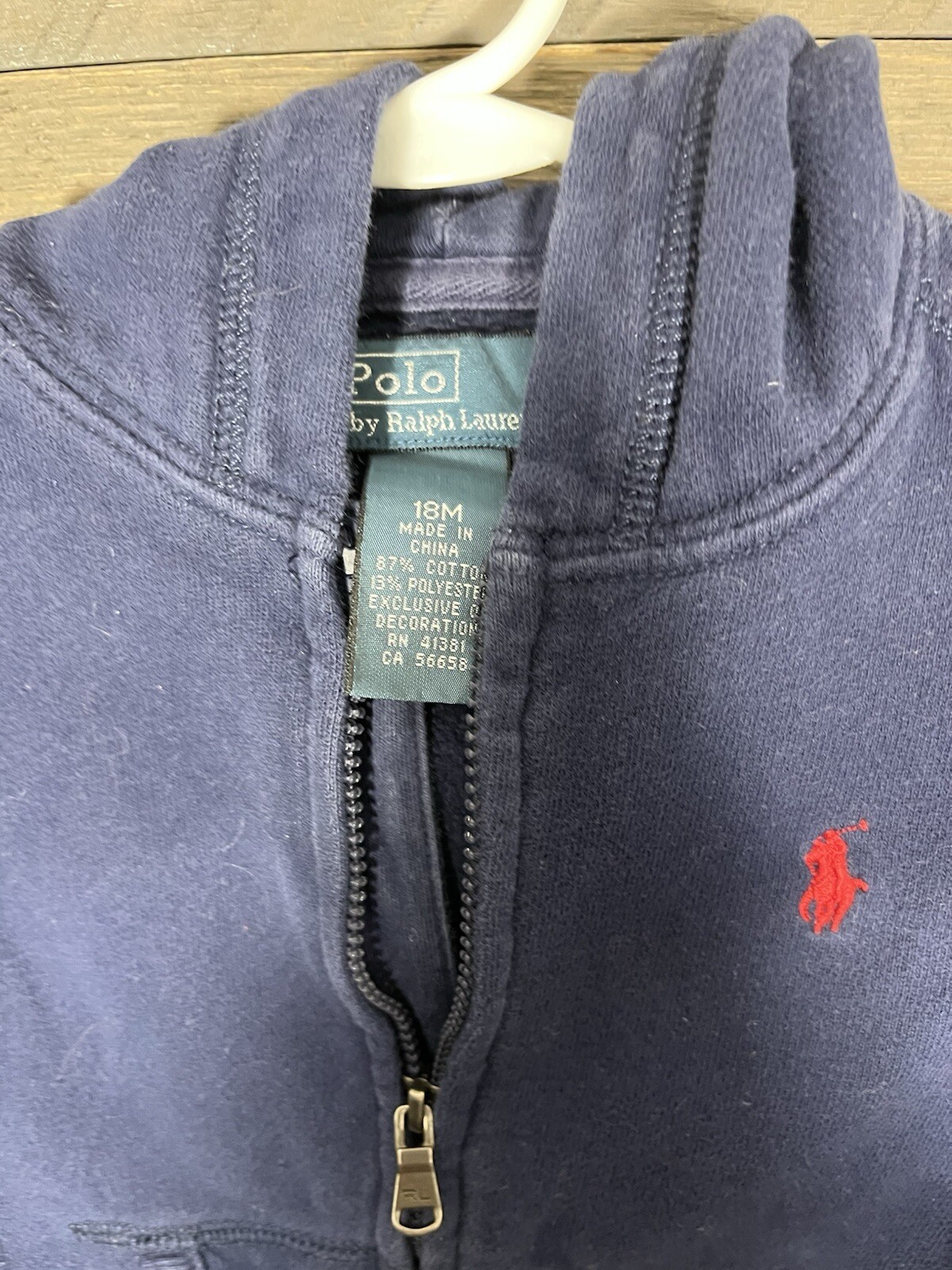 Polo Ralph Lauren bambino ragazzo blu navy rosso pony leggero zip cappuccio giacca cappotto 18M