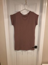 Women Alya Size Large Pink Dress Made In USA Pockets Round Neck Straight Hem