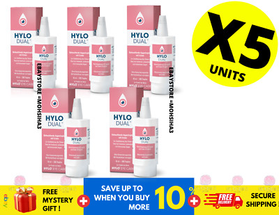 Hylo Dual Eye Drops with Hyaluronic Acid and Ectoin for Dry and Red Eye 10ml X 5