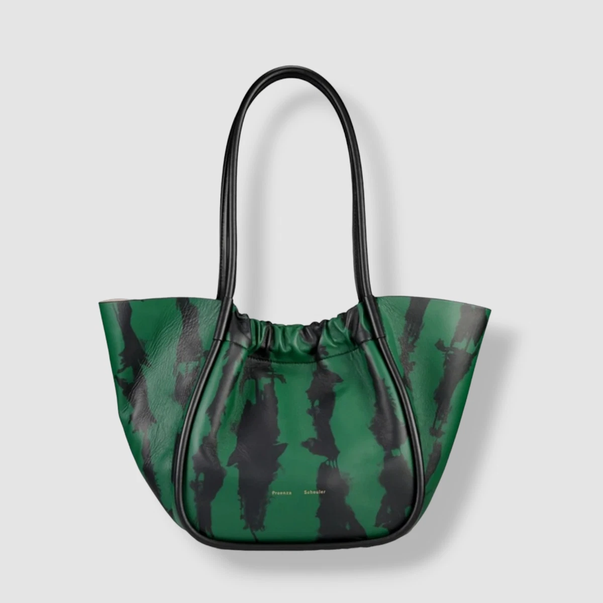1096 Proenza Schouler Women s Green Large Ruched Tie Dye Leather