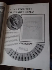 EVERSHARP Alexandre DUMAS +HEUDEBERT advertising paper ILLUSTRATION CHRISTMAS 1930