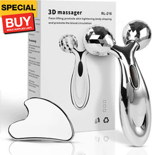 Stainless Steel Gua Sha and Face Roller Set, Facial Tool for Face Sculpting, Met