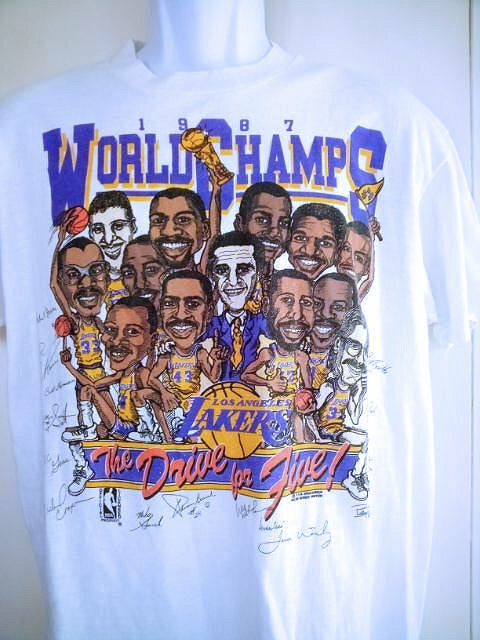 Vintage LA Lakers 1987 World Champs Caricature Graphic T-Shirt Size L
