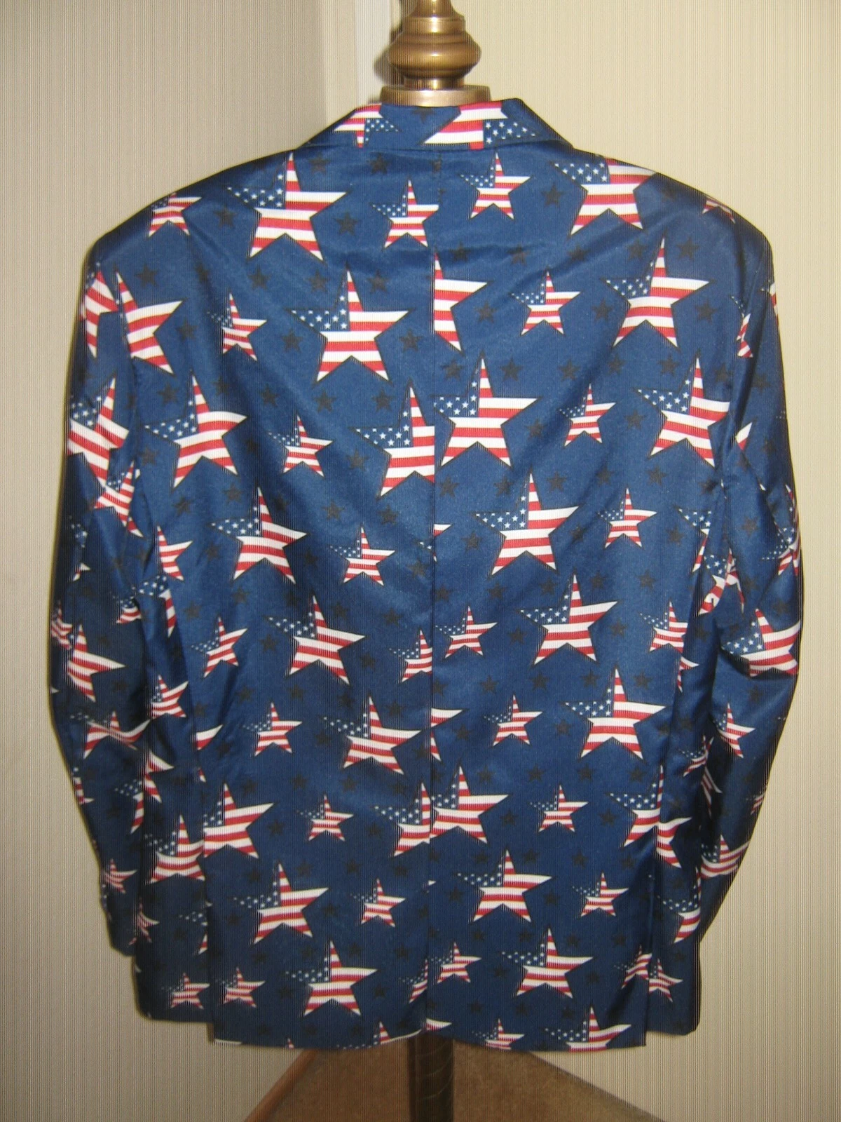 SUITMEISTER Blazer Men's Size MEDIUM(NWO)Navy BLUE w/Stars & Stripes "CLEAN" image 2