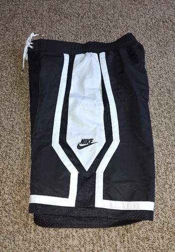 Nike Black White Trunks Lined Pockets Drawstring Swim Shorts Men's Large - Picture 7 of 18