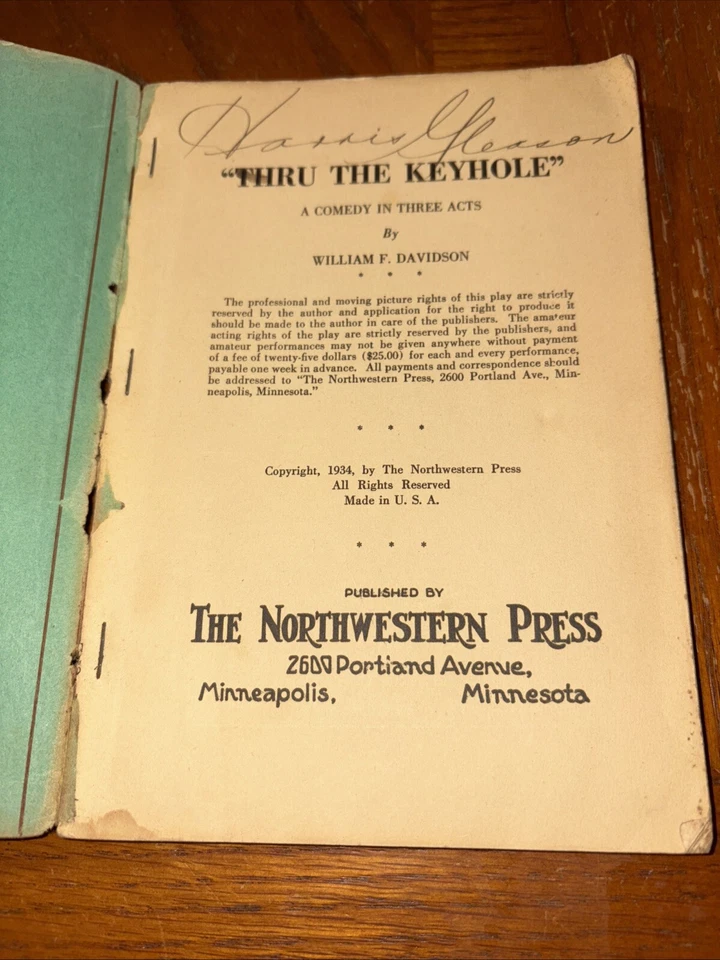 Antique 1934 Play: Thru The Keyhole: A Comedy in Three Acts / William F Davidson - Image 3 of 4