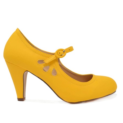 Chase & Chloe Kimmy-21 Women's Round Toe Pierced Mid Heel Mary Jane Style Dress