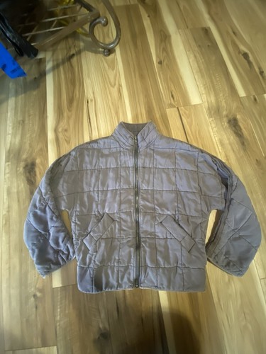 Free People Dolman Quilted Knit Jacket Oversized Zip Slouchy Champagne XS