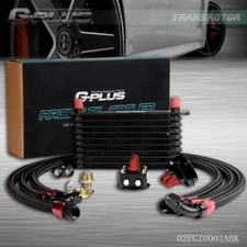 Universal 10 Row AN10 Aluminum Engine Oil Cooler Black + Filter Relocation Kit
