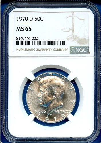 1970 D NGC MS65 Kennedy Half Dollar 50c Silver US Mint Key Date Coin 1970-D