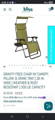 Bliss Hammocks Gravity Free Reclining Lounger Canopy Pillow Table sage green 26