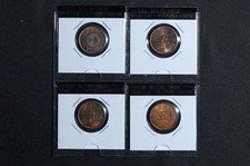 Vintage Japan Kiku 5 Sen 菊五銭 Meiji 4pcs Colorful Toning Japanese Collection #759
