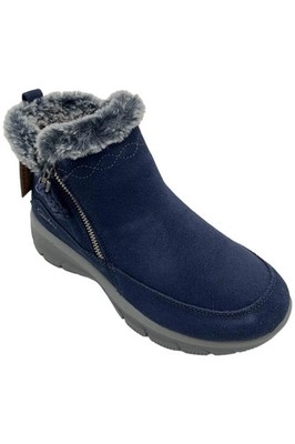 Skechers Easy Going Water Repellent Suede Faux Fur Boots Navy