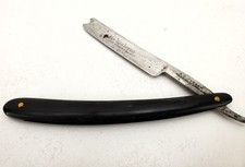 Antique AJ Jordan Sheffield Straight Razor Black Scales Good Condition Vintage