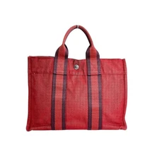 HERMES fool toe PM Handbag canvas Red unisex