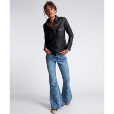 One Teaspoon Marines Mid Waist Flared Denim J...